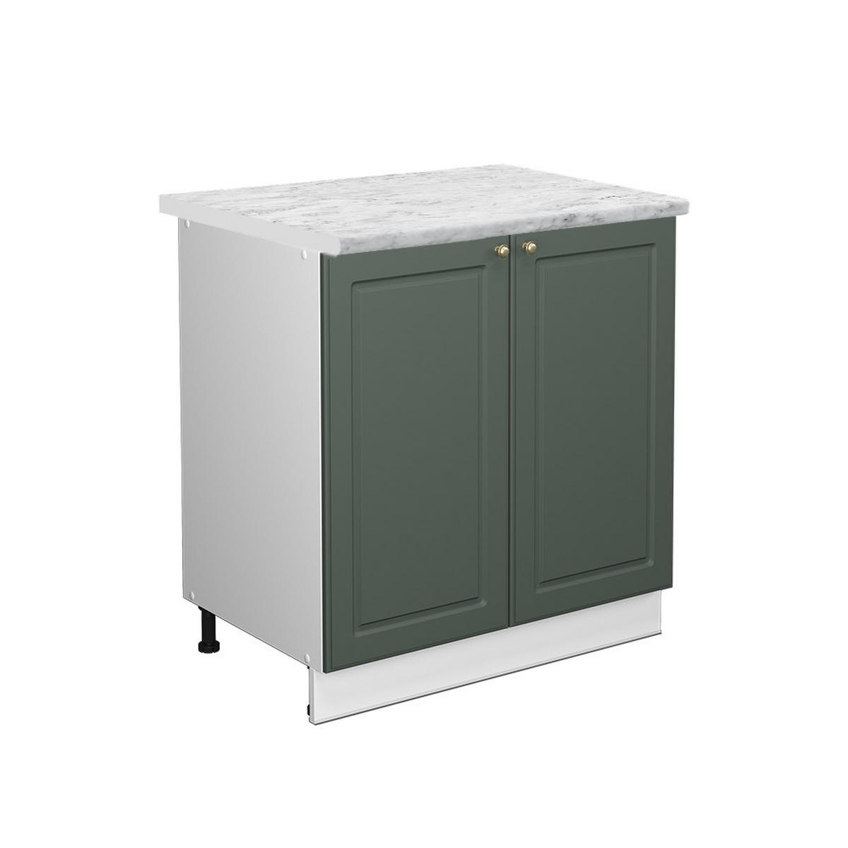 SPÜLENUNTERSCHRANK Fame-Line Grün-Gold Landhaus 80 cm mit Regal AP Marmor - Weiß/Grün, Holzwerkstoff (80/82/60cm) - Vicco