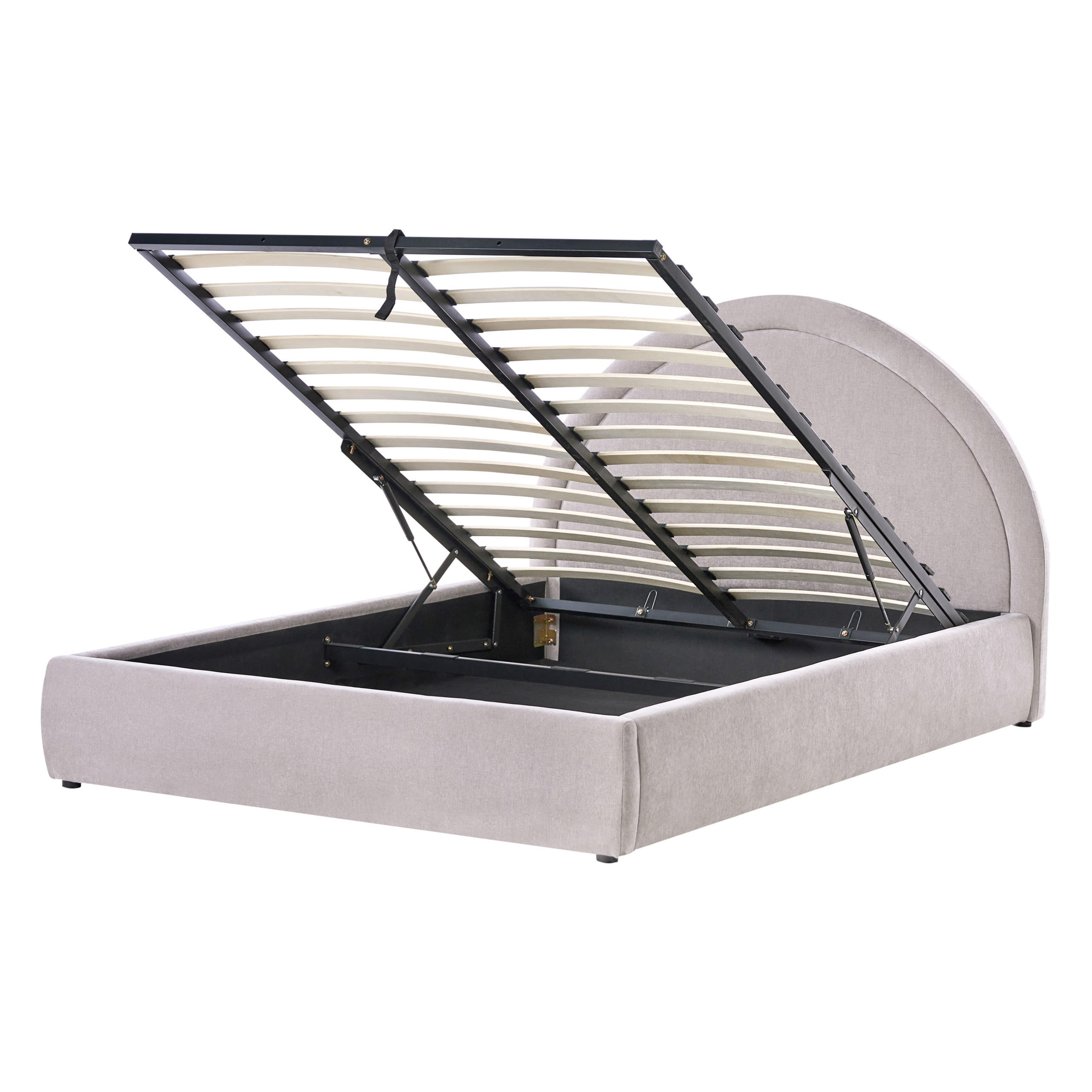 BETT mit Stauraum 140/200 cm Beige Mouzon - Beige/Grau, Textil (140/200cm) - Beliani