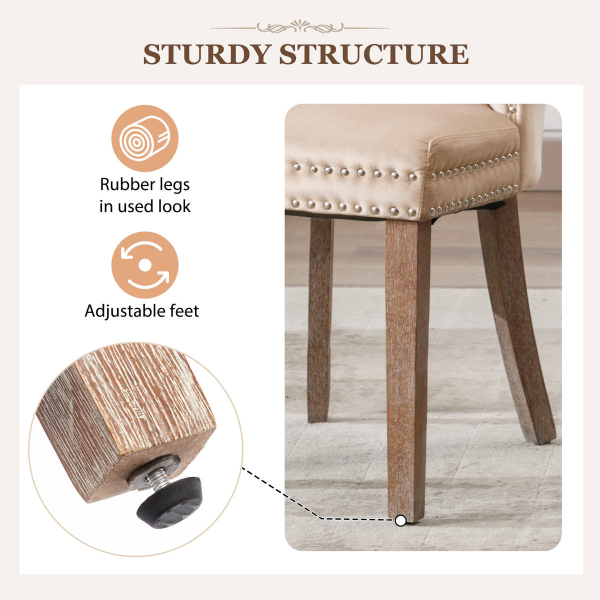 ESSZIMMERSTUHL 2er Set gepolstert Holzbeine beige - Beige, Holz (53.5/95/64cm) - LEBENLANG