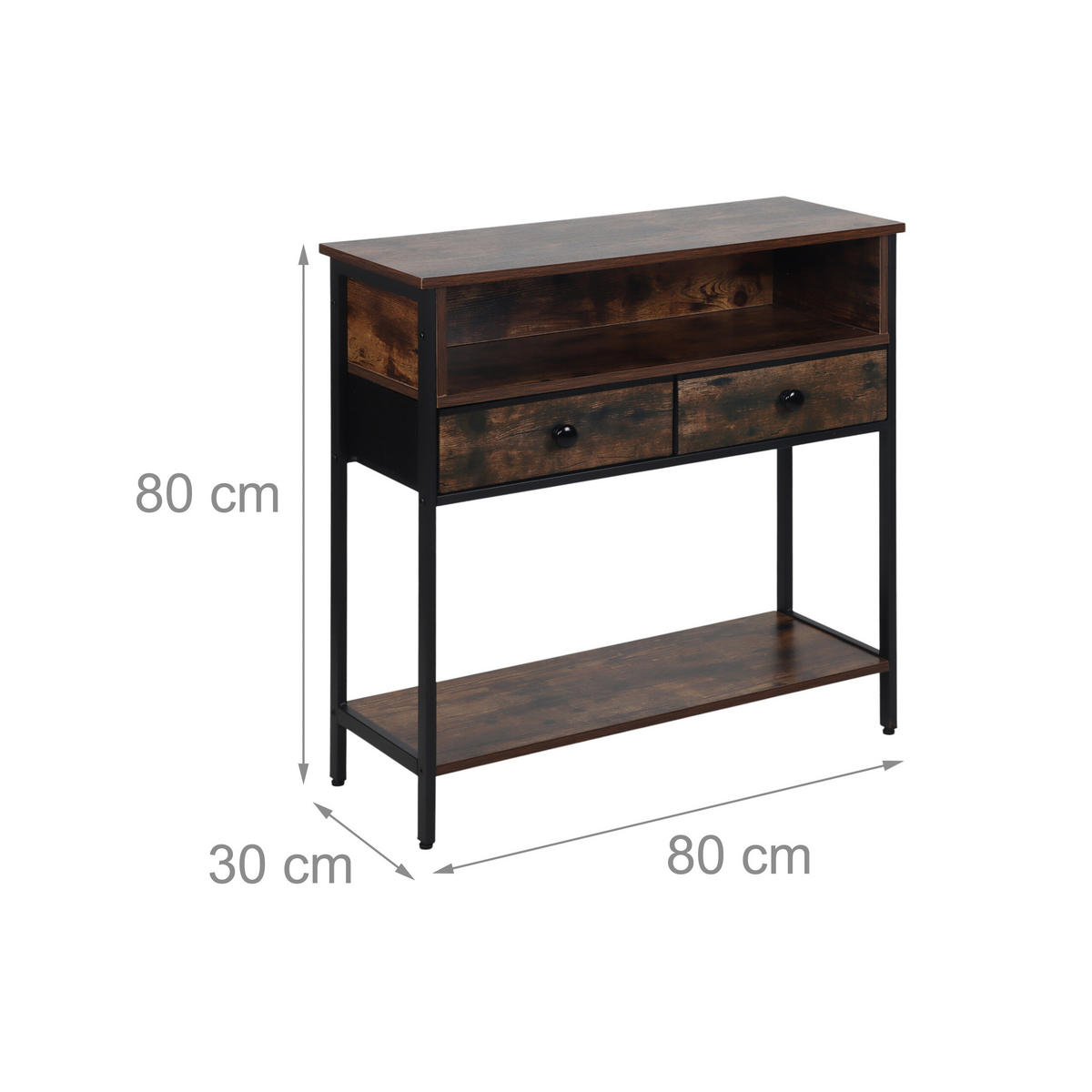 KONSOLENTISCH - Dunkelbraun, Holzwerkstoff/Kunststoff (30/80/80cm) - Relaxdays