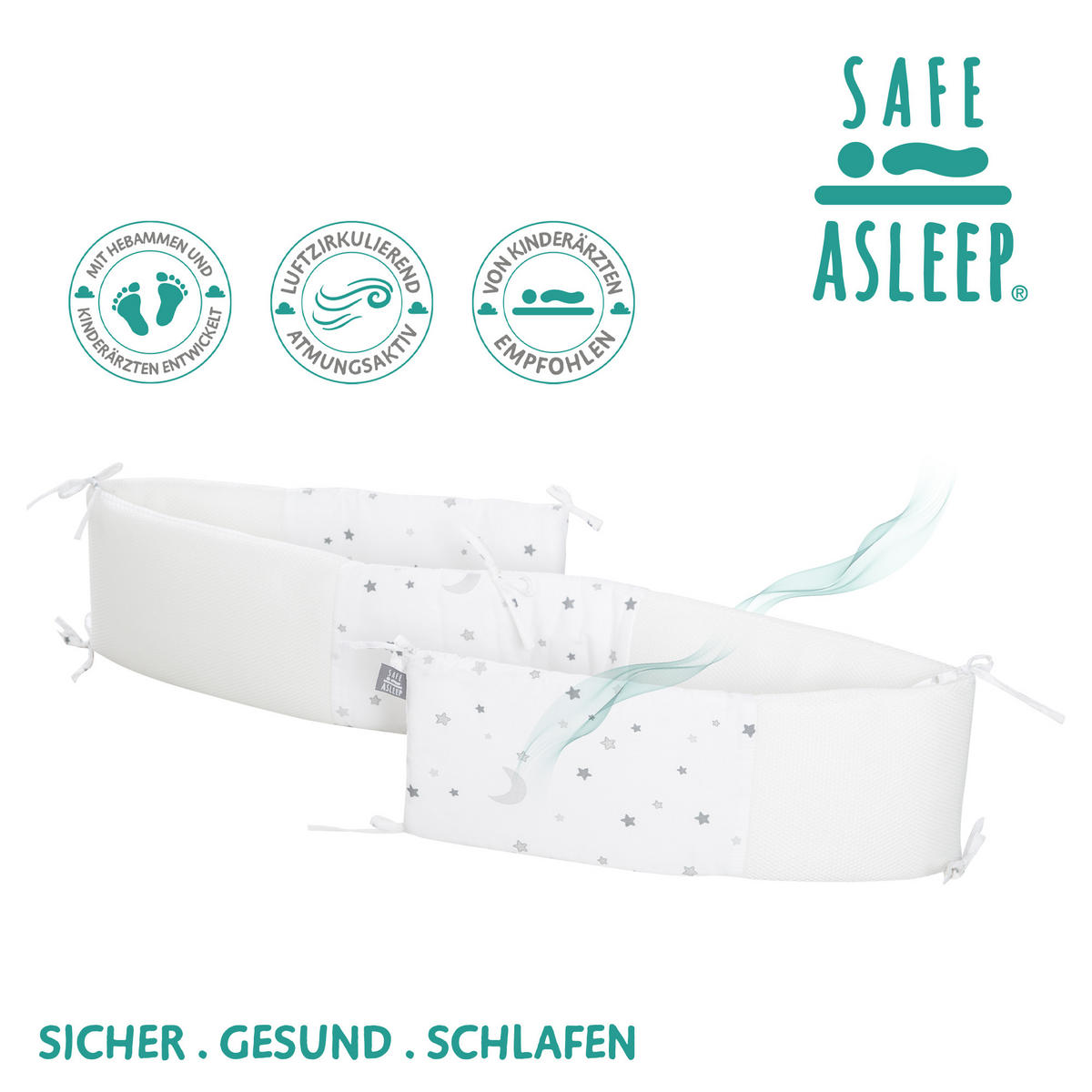 NESTCHEN Sternenzauber grau Easy Air 'safe asleep' - Weiß/Grau, Textil (170/4cm) - Roba