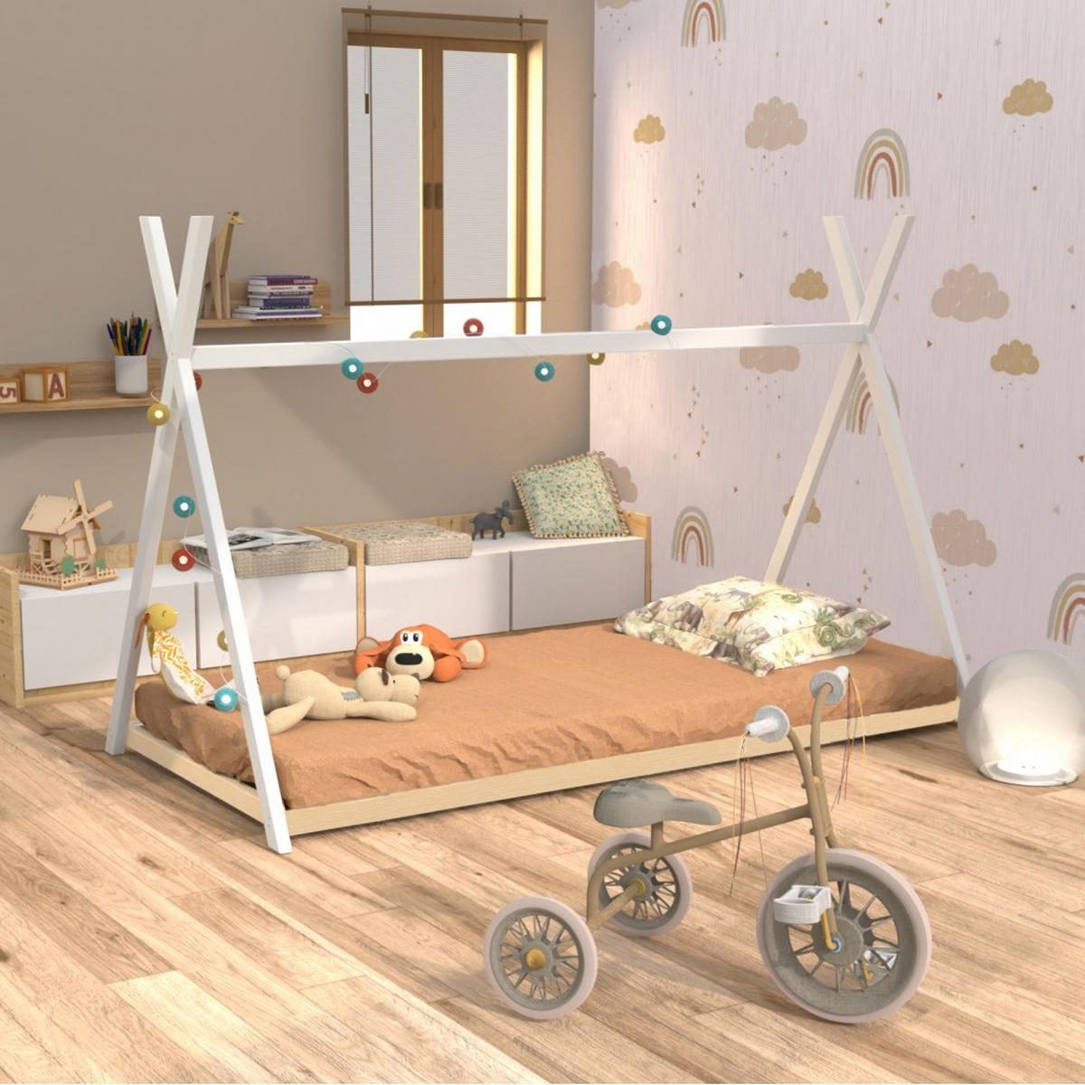 HAUSBETT SIOUX mit Lattenrost/ Kinderbett 90x190 - Weiß - Weiß, Holz (90/190cm) - Weber Industries