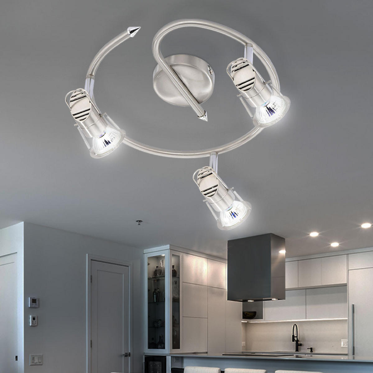 LED DECKENSTRAHLER Stahl Silber 3-flammig - Silberfarben, Metall (42/42/17cm)