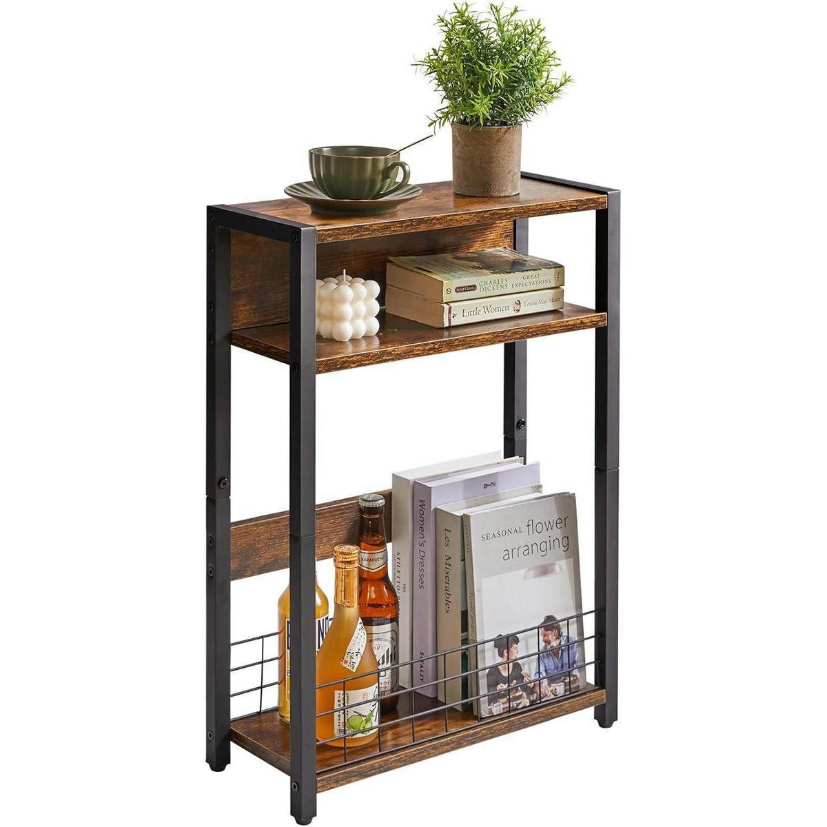 BEISTELLTISCH mit Zeitschriftenhalter Braun 44 x 18 x 62 cm - Braun, Holzwerkstoff (18/44/62cm)