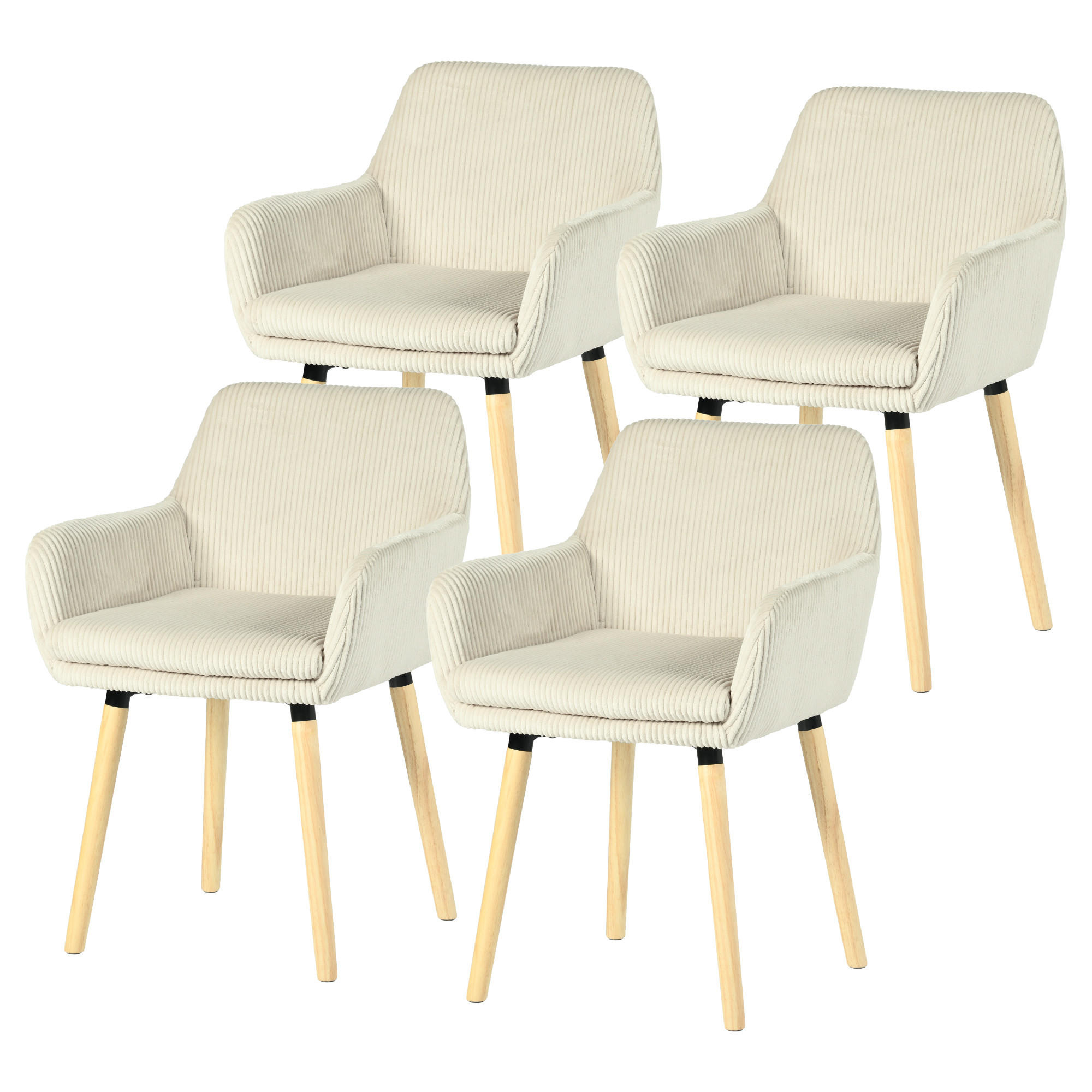 ESSZIMMERSTUHL 4er Set in Beige mit Cord-Optik - Beige, Textil (54/77/53cm) - Meubles Cosy