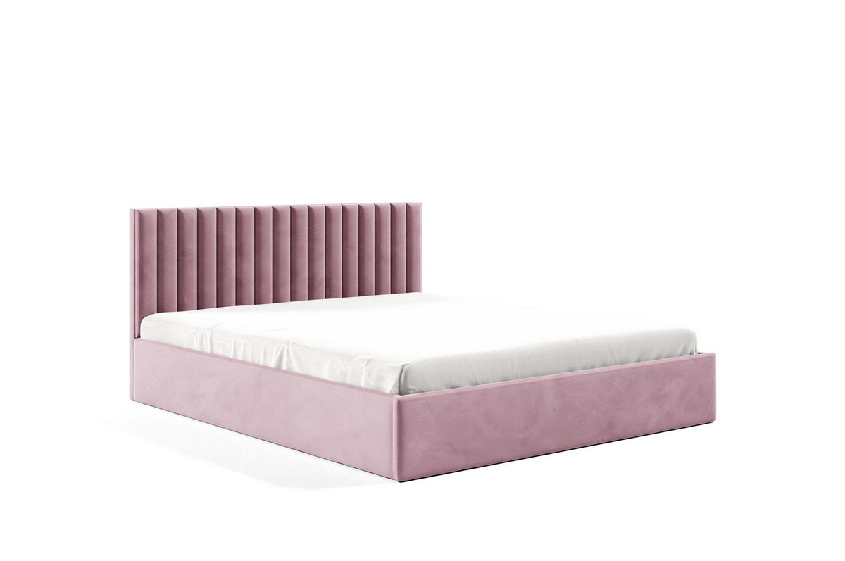 POLSTERBETT Fame Rosa 160x200 cm, mit Bettkasten und Paneel-Kopfteil - Rosa, Holzwerkstoff/Textil (160/200cm) - Bettso