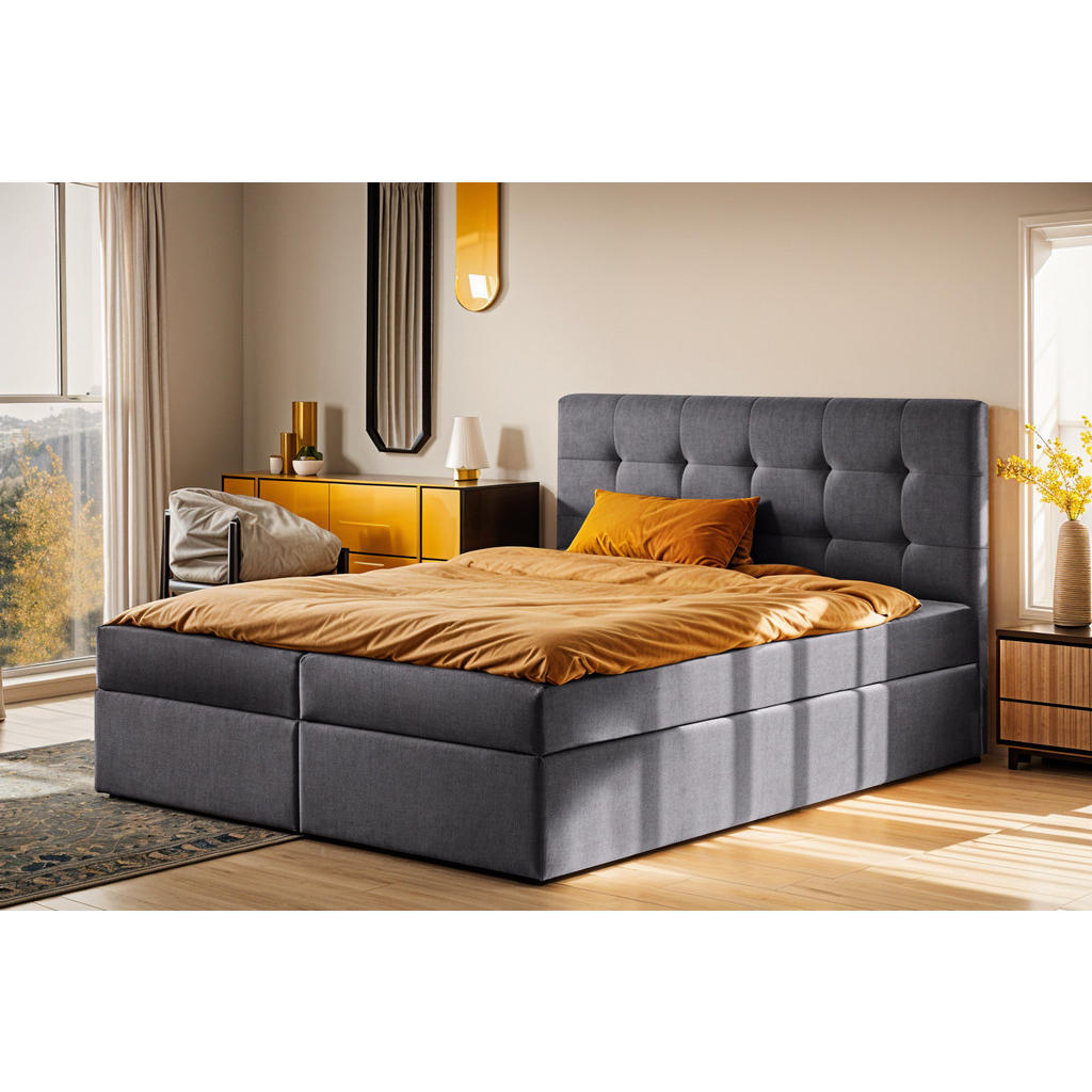 Thumbnail - Kaiser Möbel Boxbett, Dunkelgrau, Holz, H3, 120x200 cm, Schlafzimmer, Betten, Boxspringbetten