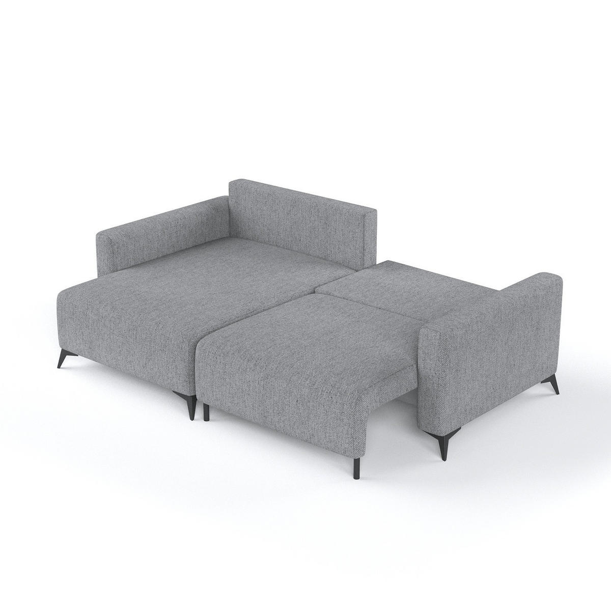 ECKSOFA NUVIO mit Schlaffunktion Grau im Neve Stoff - Schwarz/Grau, Holz/Holzwerkstoff (239/148cm) - AltaBeds