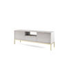 TV-SCHRANK NOVA Geriffelt Regal, 2 Türen, Schublade, Goldene Beine, 154x39x56cm, Grau - Goldfarben/Graphitfarben, Holzwerkstoff/Kunststoff (154/56/39cm) - DomoHome