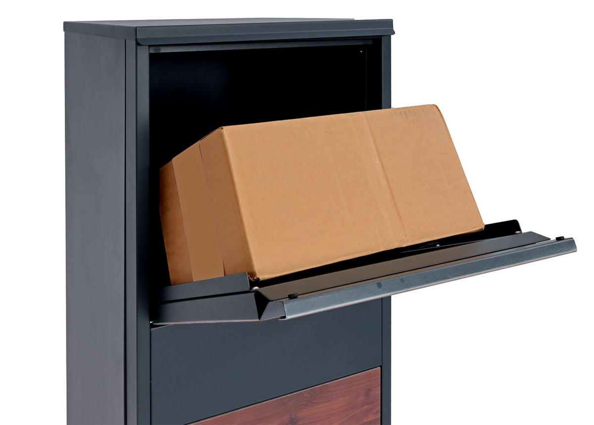 PAKETKASTEN GRÖßE XL rechteckig Anthrazit, Dunkelbraun - Anthrazit/Dunkelbraun, Metall (46/140/45cm) - MCW