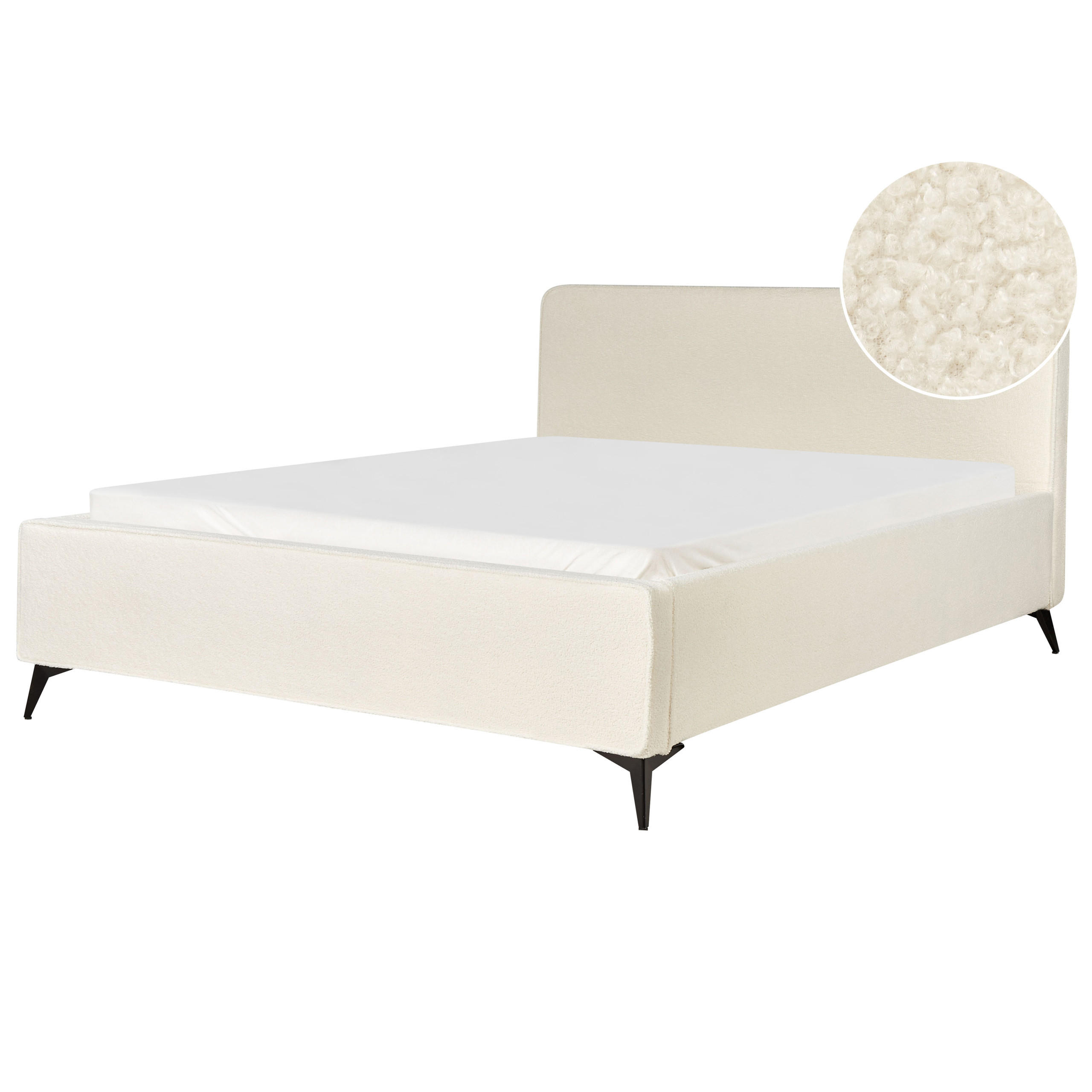 POLSTERBETT mit Lattenrost 180x200 cm Cremeweiß Valognes - Creme, Textil (180/200cm) - Beliani