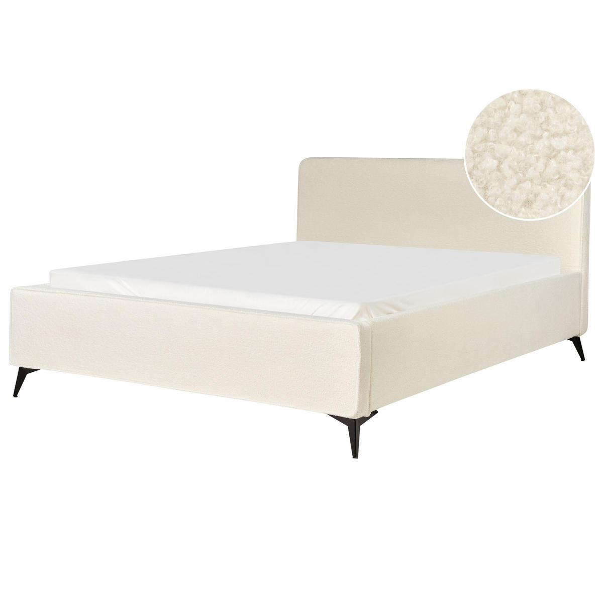 POLSTERBETT mit Lattenrost 180x200 cm Cremeweiß Valognes - Creme, Textil (180/200cm) - Beliani