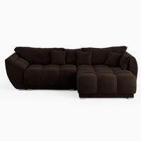 ECKSOFA LARGO Rechts Braun Velours-Stoff L-Form Couch mit Schlaffunktion & Bettkasten - Schwarz/Braun, Holz (285/180cm) - Barchello