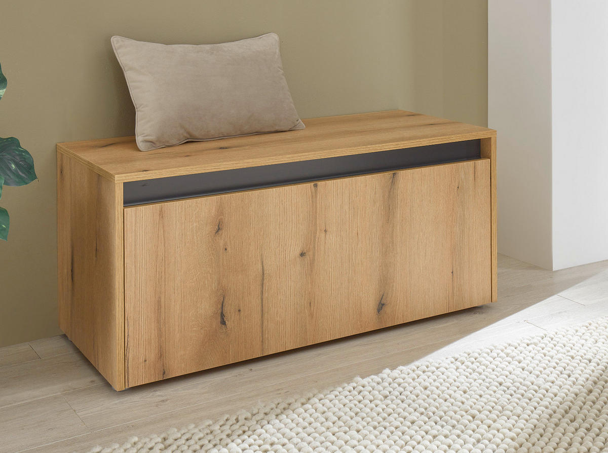 GARDEROBE Sitzbank in Evoke Eiche und grau Garderobenbank 100 cm Center - Eichefarben/Schwarz, Holzwerkstoff/Kunststoff (100/45/45cm) - Furn.Design