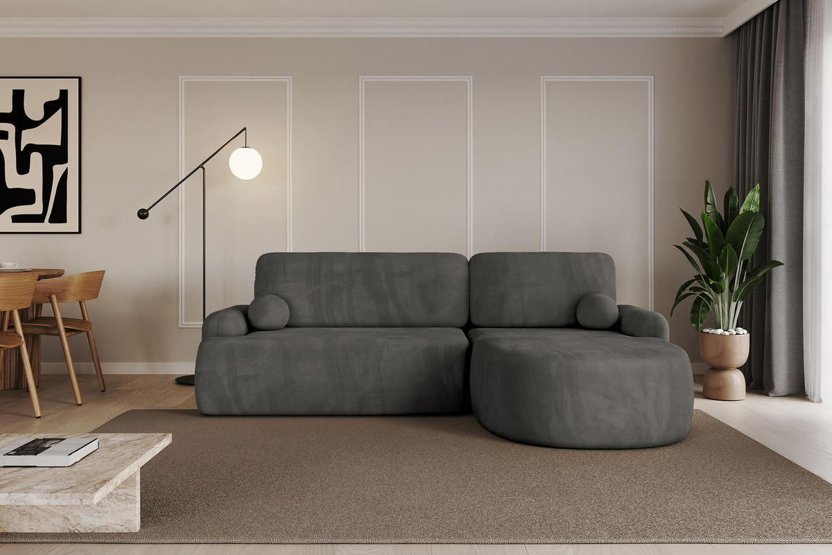 ECKSOFA mit Schlaffunktion und Bettkasten LIRA-L - 264x172x89 Dunkelgrau - Dunkelgrau, Holzwerkstoff/Textil (172/264cm) - ALTDECOR