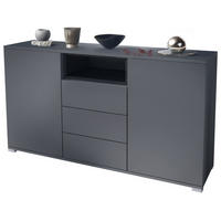 SIDEBOARD Skadu Schwarz Hochglanz - Schwarz Hochglanz, Holzwerkstoff (138.5/75.5/35cm) - Vladon