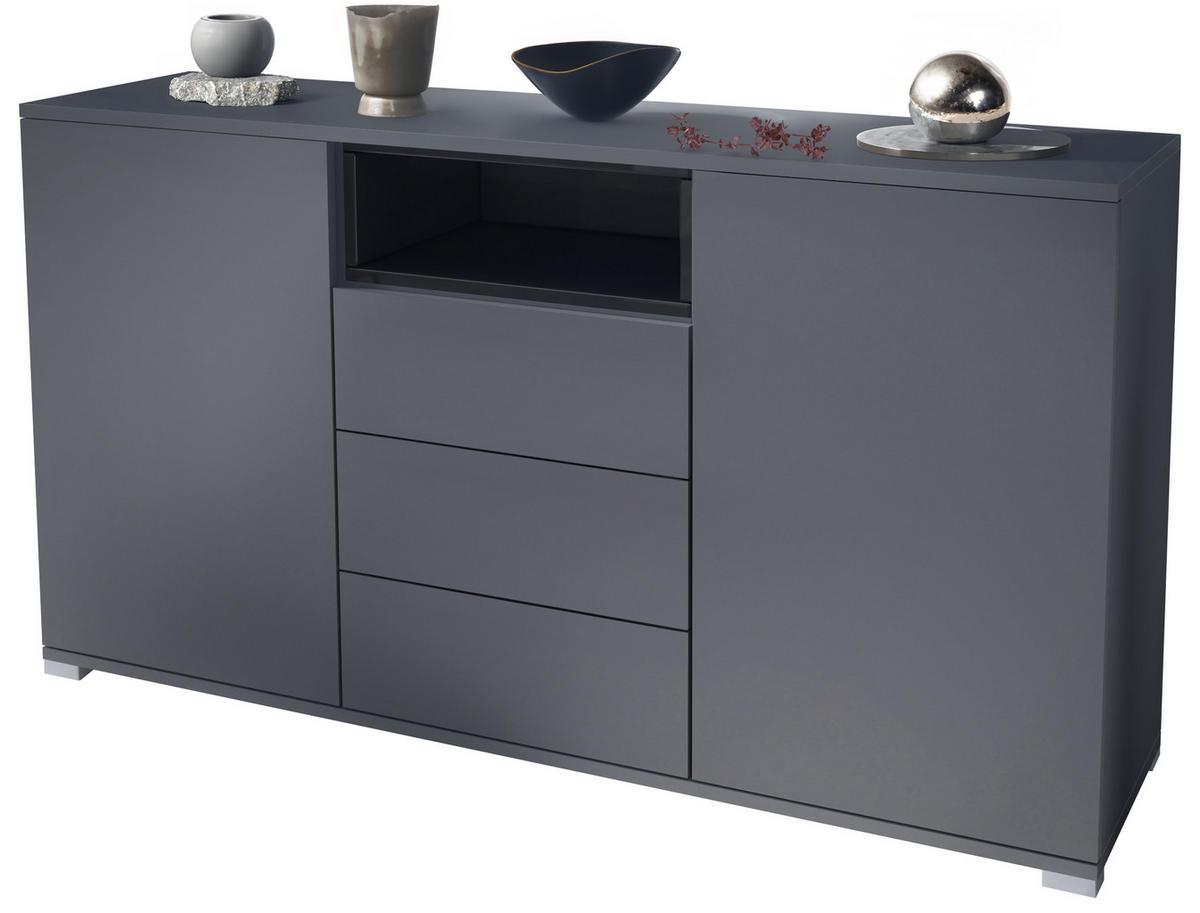 SIDEBOARD Skadu Schwarz Hochglanz - Schwarz Hochglanz, Holzwerkstoff (138.5/75.5/35cm) - Vladon