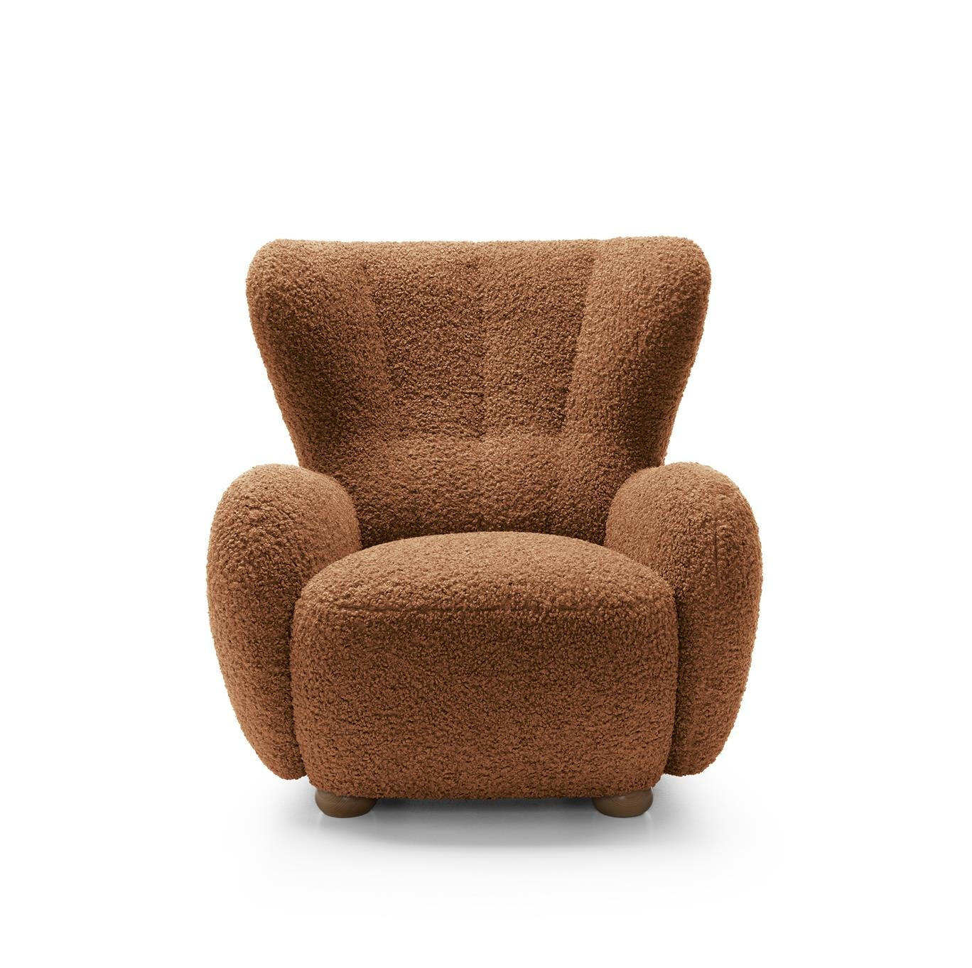 OHRENSESSEL Teddy Rot, Buchenholz Bein, Sessel aus Boucle-Stoff - Buchefarben/Rot, Holzwerkstoff/Textil (88/91/100cm) - Bettso