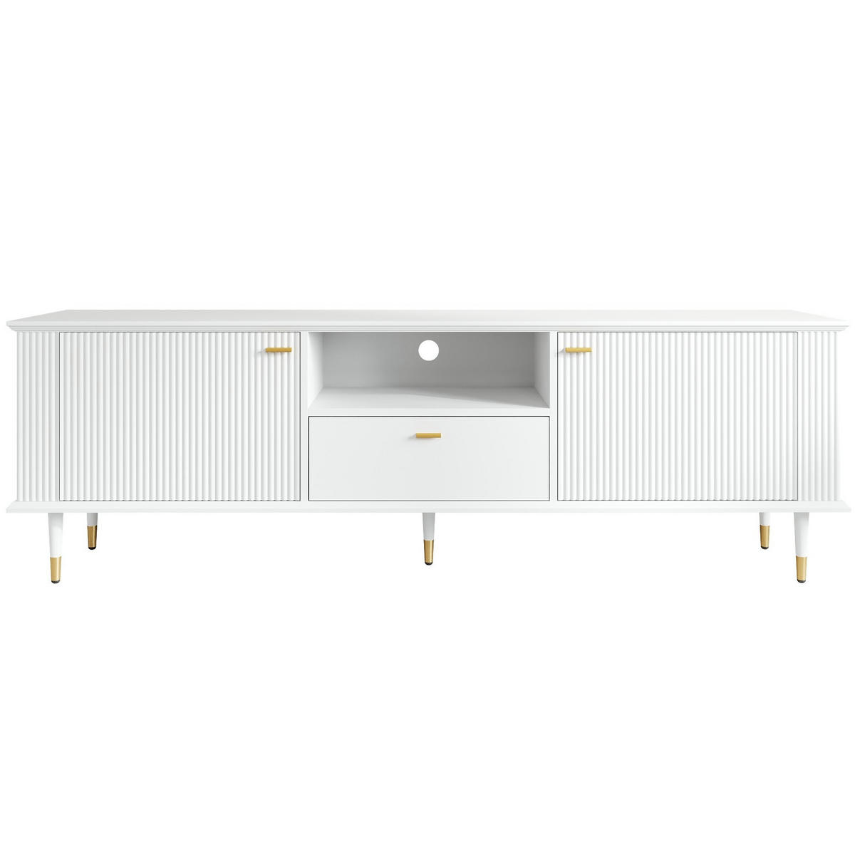 TV-LOWBOARD 170/36/54 cm weiß aus MDF mit Soft-Close und Kabelöffnungen - Weiß, Holzwerkstoff (36/54/170cm) - OKWISH