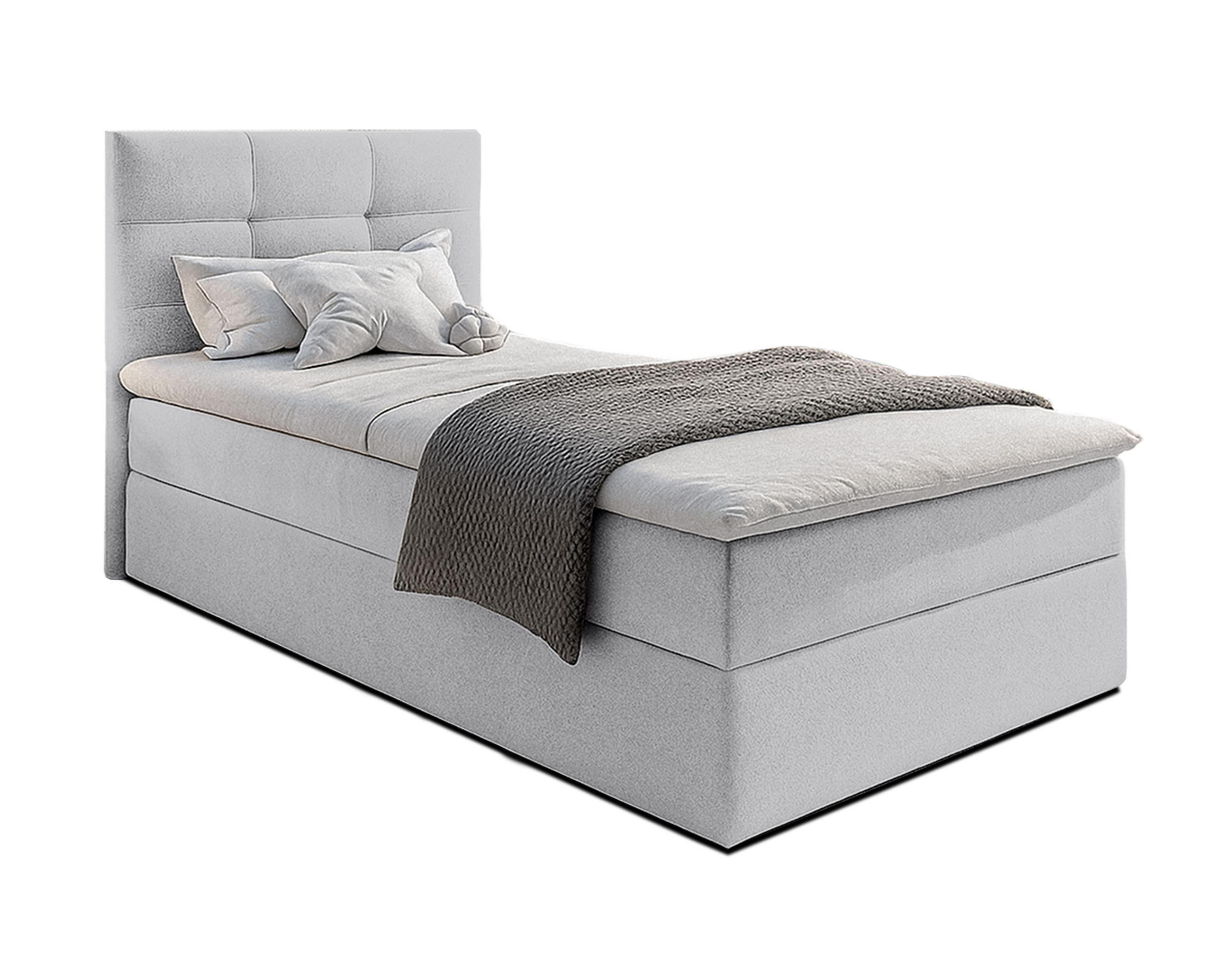 BOXBETT GECETENI 90x200 cm mit Bettkasten und Matratze - Grau - Schwarz/Grau, Holz/Holzwerkstoff (90/200cm) - AX Living