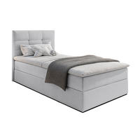 BOXBETT GECETENI 90x200 cm mit Bettkasten und Matratze - Grau - Schwarz/Grau, Holz/Holzwerkstoff (90/200cm) - AX Living