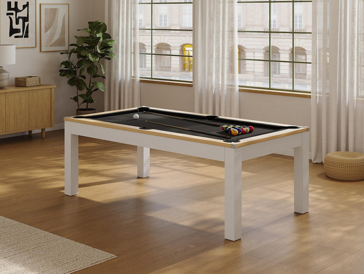 BILLARDTISCH - 8 Personen - holz - schwarz, weiß Balthazar - Weiß, Holz (213.4/111.8cm) - Vente-Unique