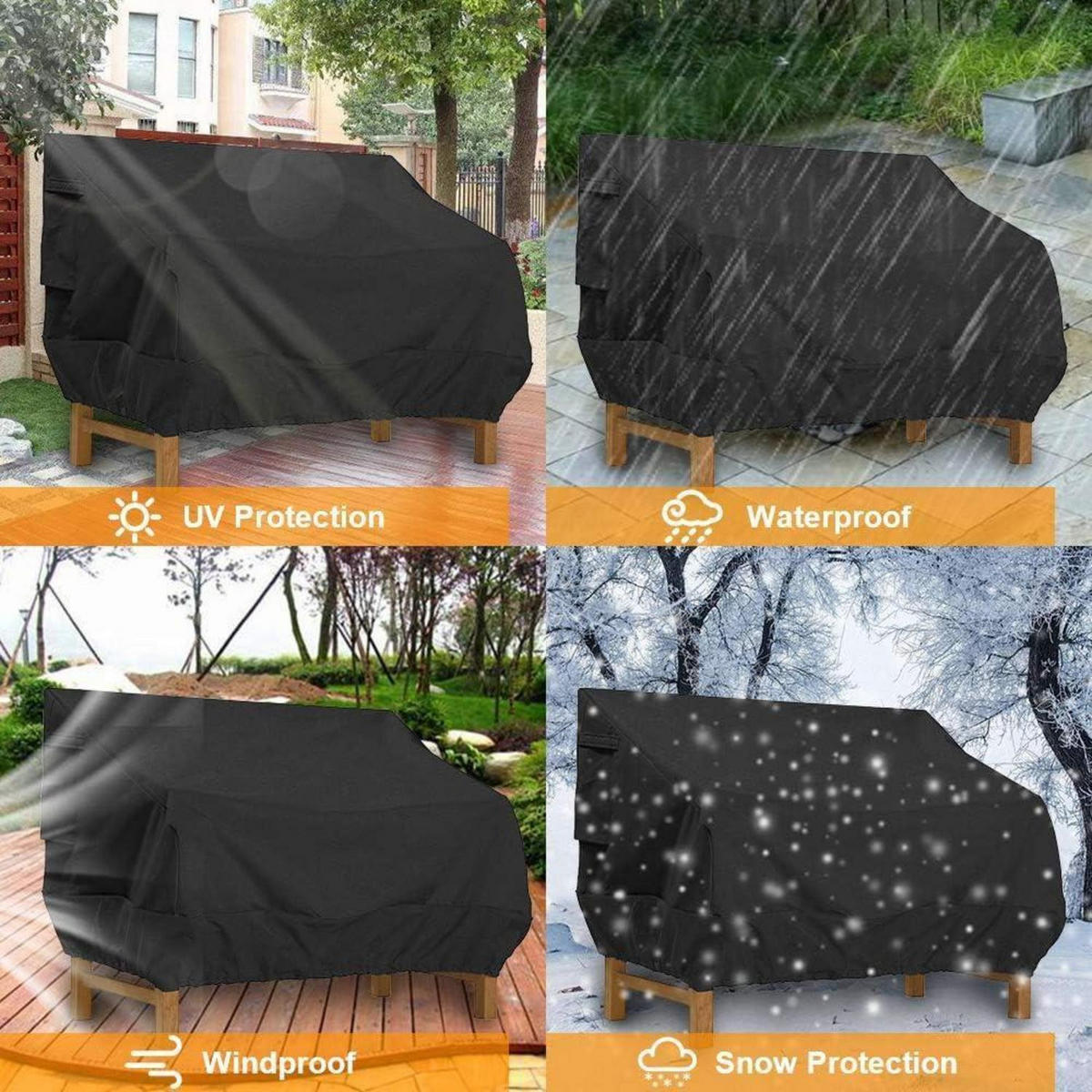 GARTENBANK Schutzhülle 224 x 83 x 84 cm Oxford Schwarz - Schwarz, Textil (83/84/224cm)