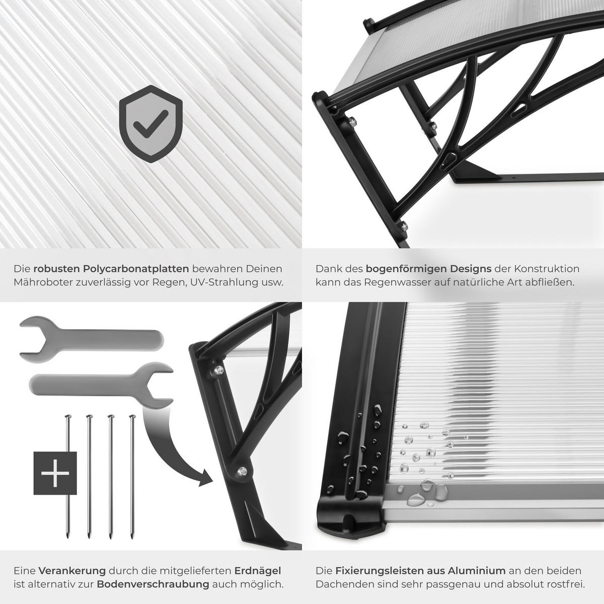 RASENMÄHER-ROBOTER-GARAGE Domus, 81 x 100 x 48 cm, transparent - Transparent, Metall (81/48/100cm) - tectake