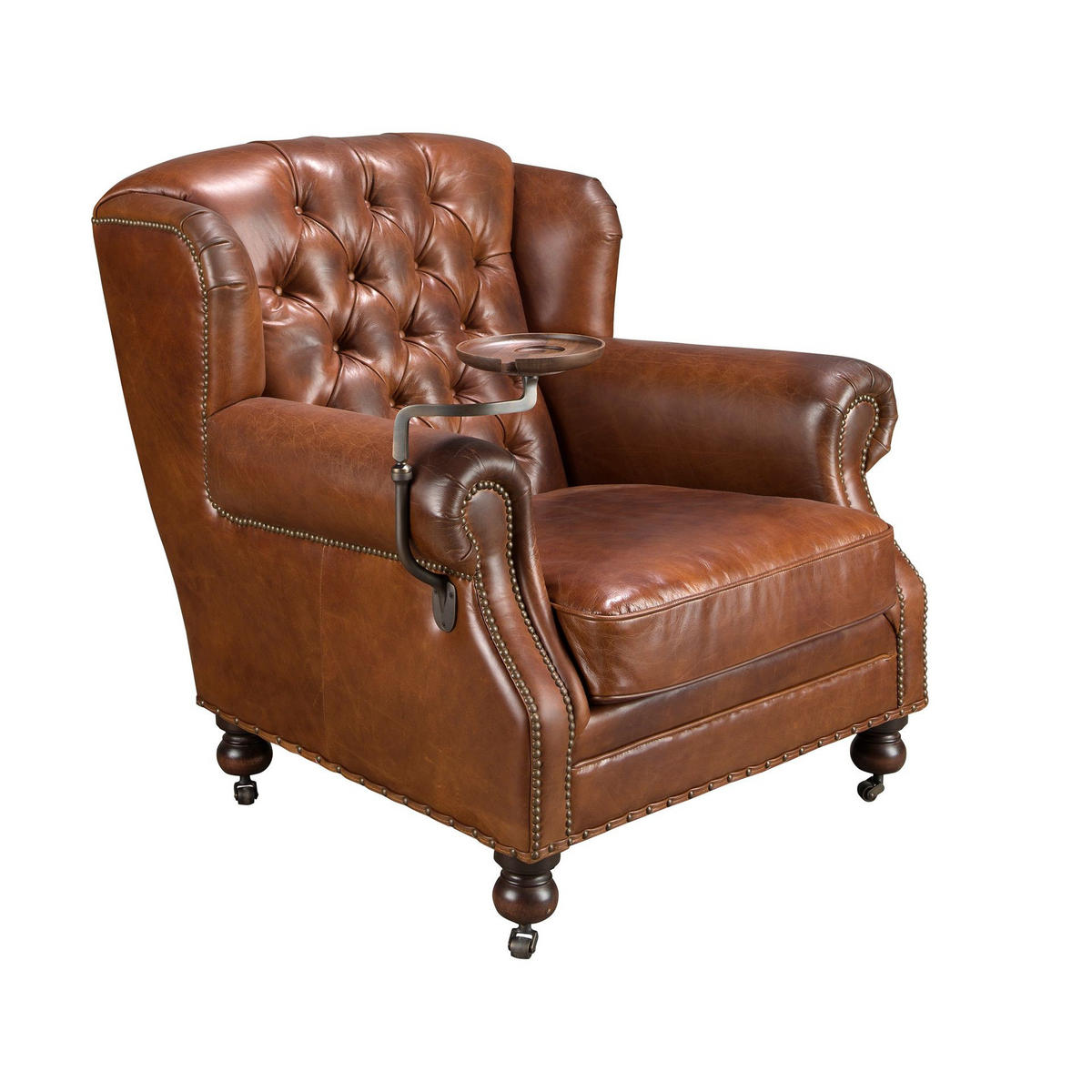CHESTERFIELD-SESSEL Cognacbraun Mahagoni 93/99/90 cm - Braun, Leder/Holz (93/90/99cm) - ANGEL CERDA