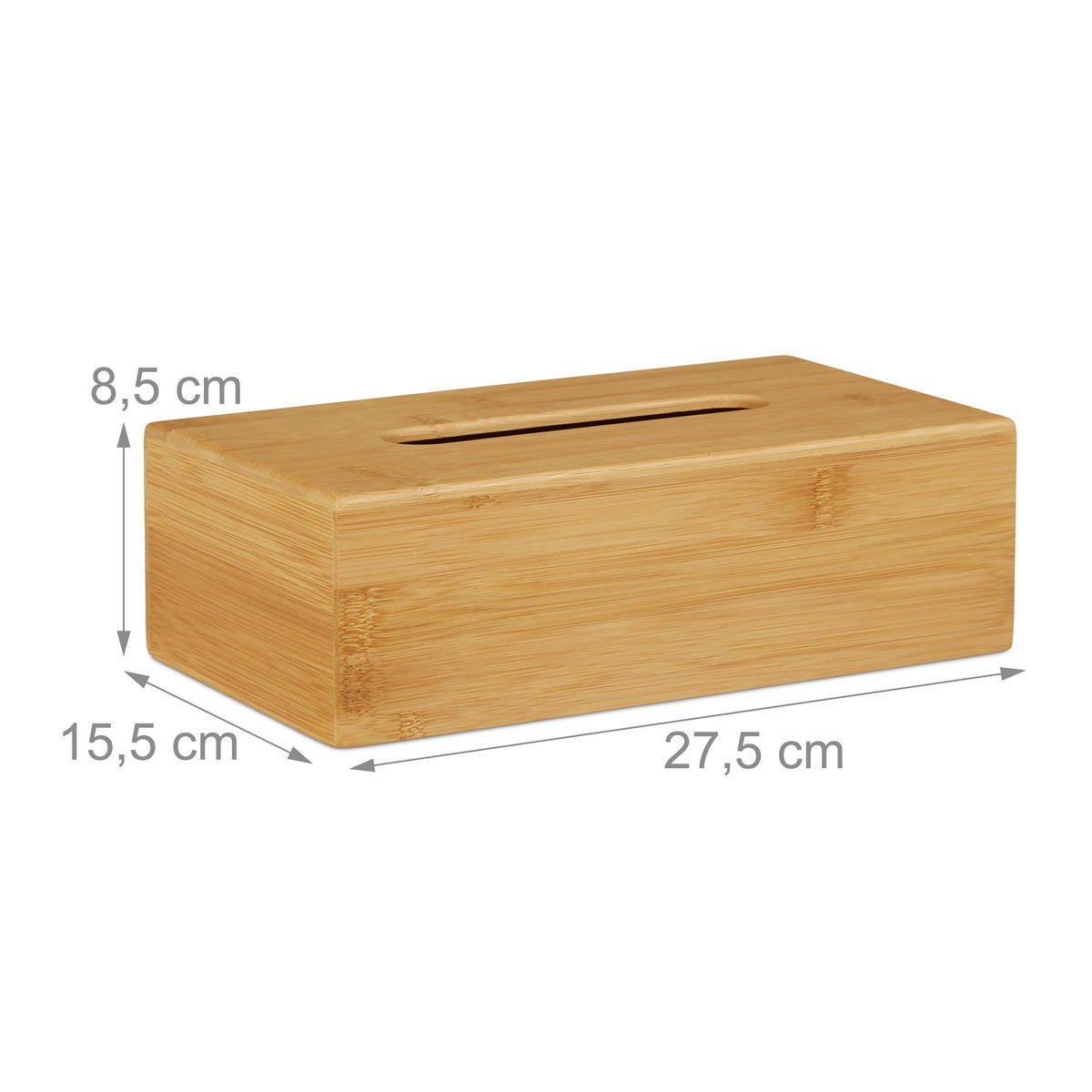 KOSMETIKTÜCHERBOX - Hellbraun, Holz (15.5/27.5/8.5cm) - Relaxdays