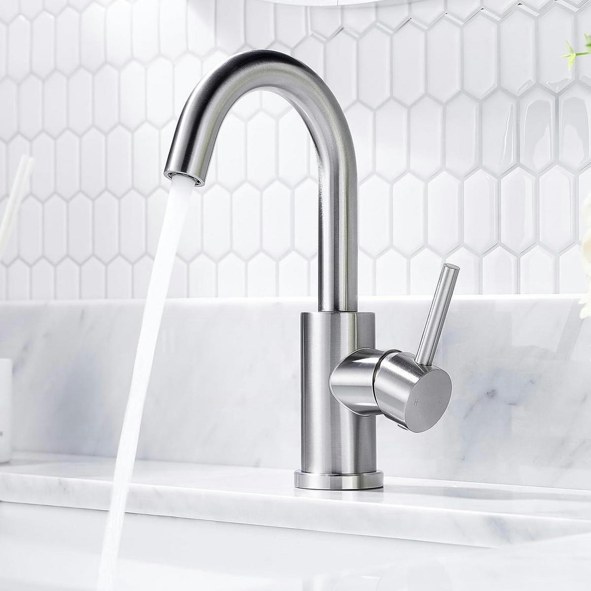 WASCHTISCHARMATUR Hoch 360° drehbar Edelstahl gebürstet 175 mm - Silberfarben, Metall (6.9/12.7/25cm)