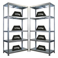 SCHWERLASTREGAL Ragnar 2er-Set 180x90x40cm 5 Stahlplatten-Ebenen Fachlast 125 kg Verzinkt - Schwarz, Metall (90/180/40cm) - PROREGAL