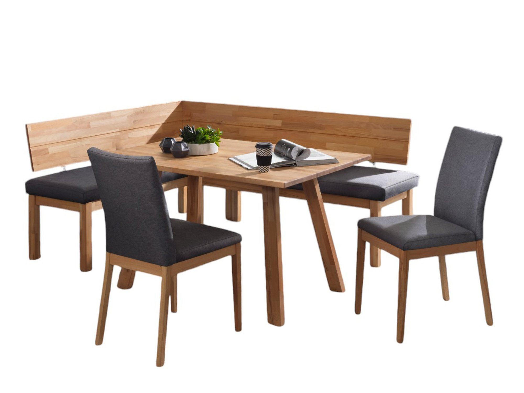 ECKBANKGRUPPE Danna aus Massivholz Kernbuche Polster Grau - Kernbuche/Grau, Holz (194/1/155cm) - 58aufmkessel