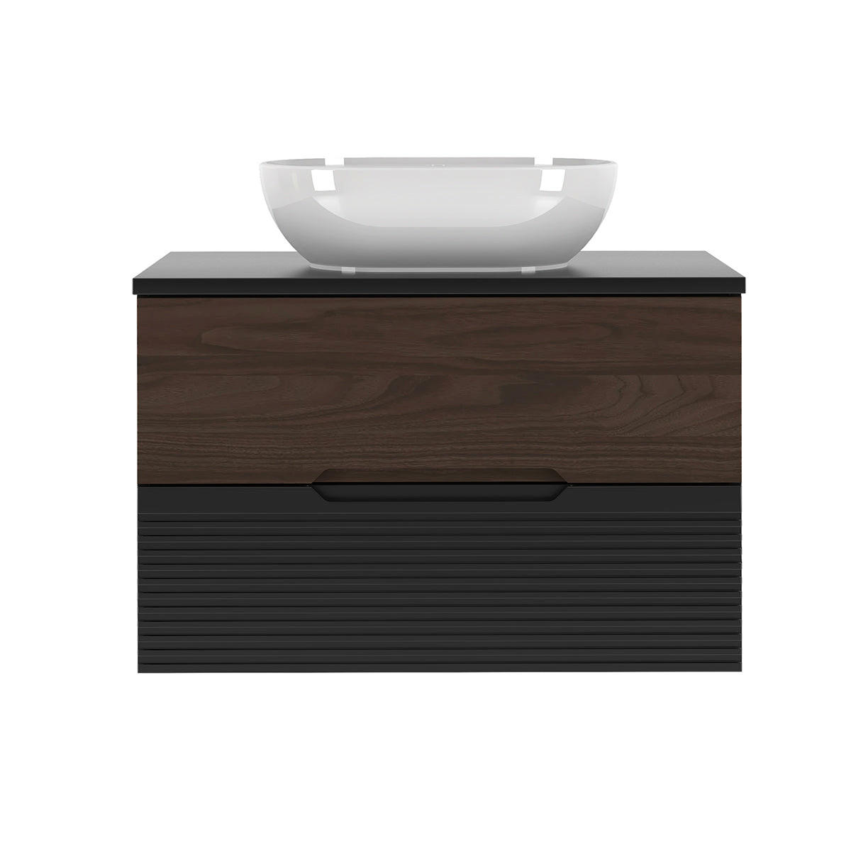 WASCHTISCH 80.6cm Sylla Schwarz und Holz - Schwarz, Holzwerkstoff (80.6/52.2/45.8cm) - Petits-meubles