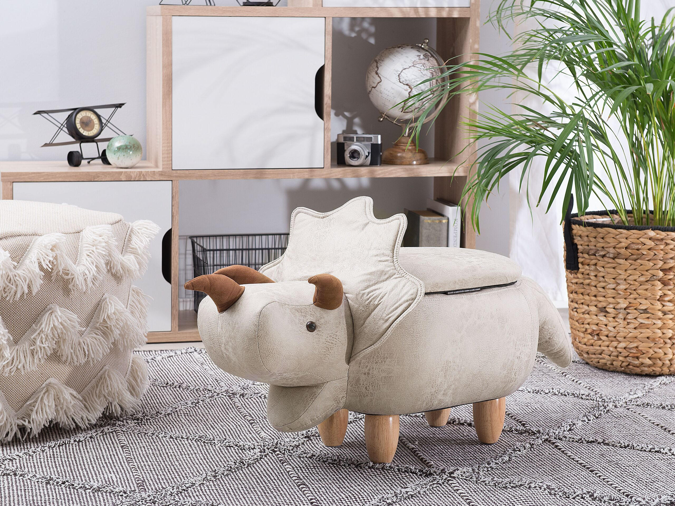 TIERHOCKER Triceratops 42/92/56 cm - Grau, Kunststoff/Textil (92/56/42cm) - Beliani