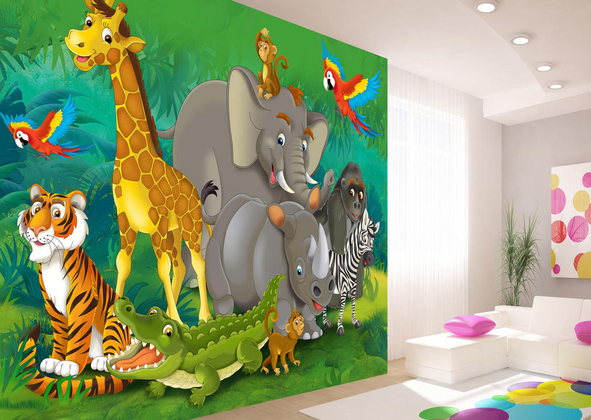 FOTOTAPETE Dschungeltiere 375 x 270 cm - Multicolor, Papier (375/270cm) - Sanders & Sanders