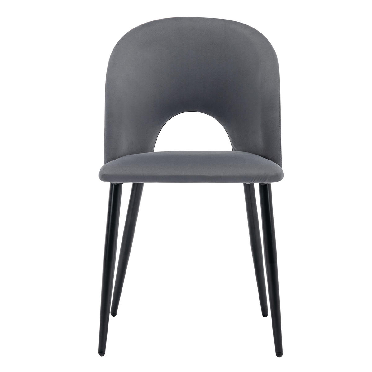 POLSTERSTUHL mit Rückenlehne 2er-Set Samt Grau - Grau, Metall (44/84/47cm) - Meubliv