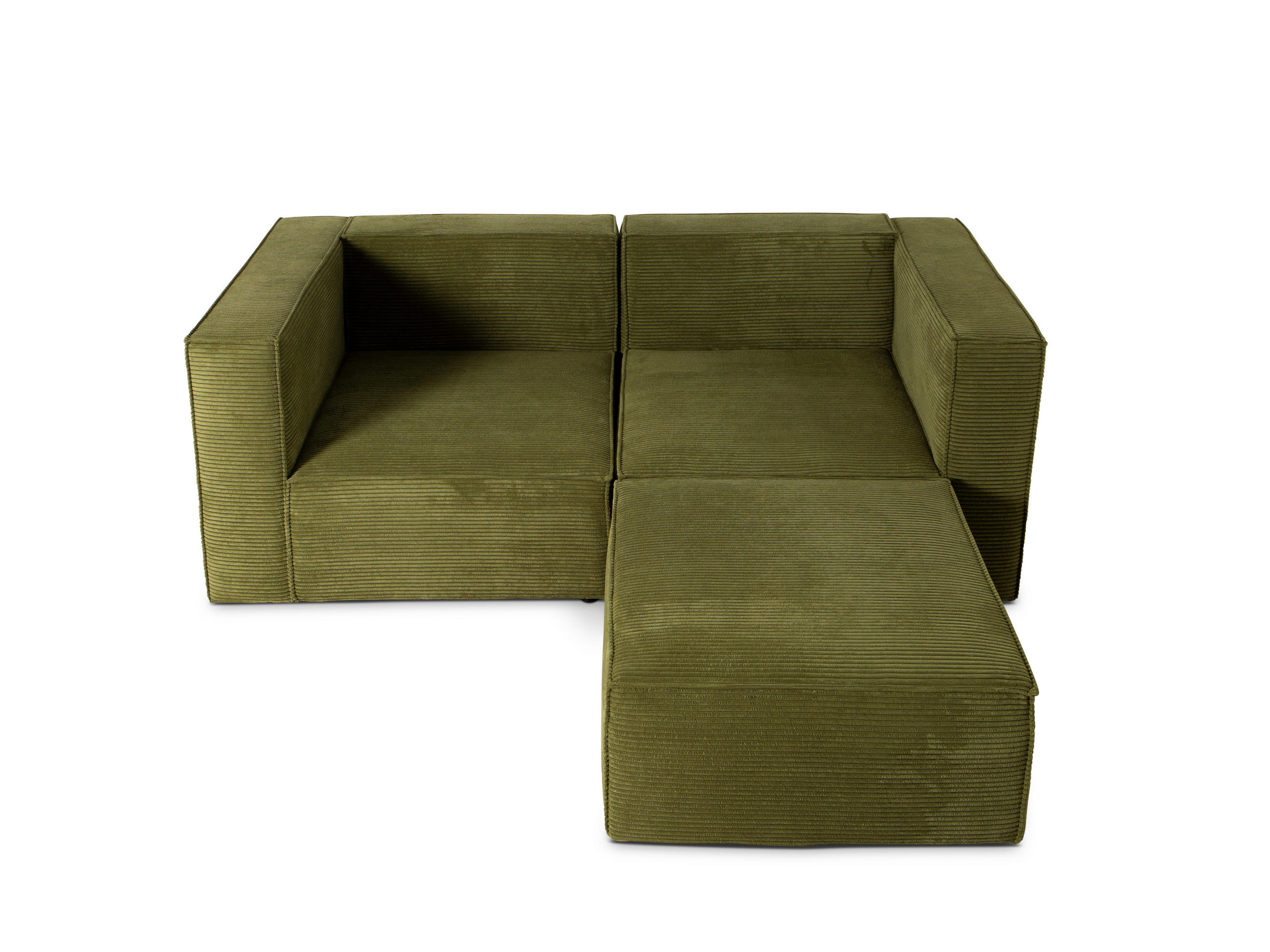 2-SITZER-SOFA Chaiselongue bezogen grünem Kord-nicht modular-Samt HARPER - Grün, Textil (100/65/200cm) - RNT By Really Nice Things