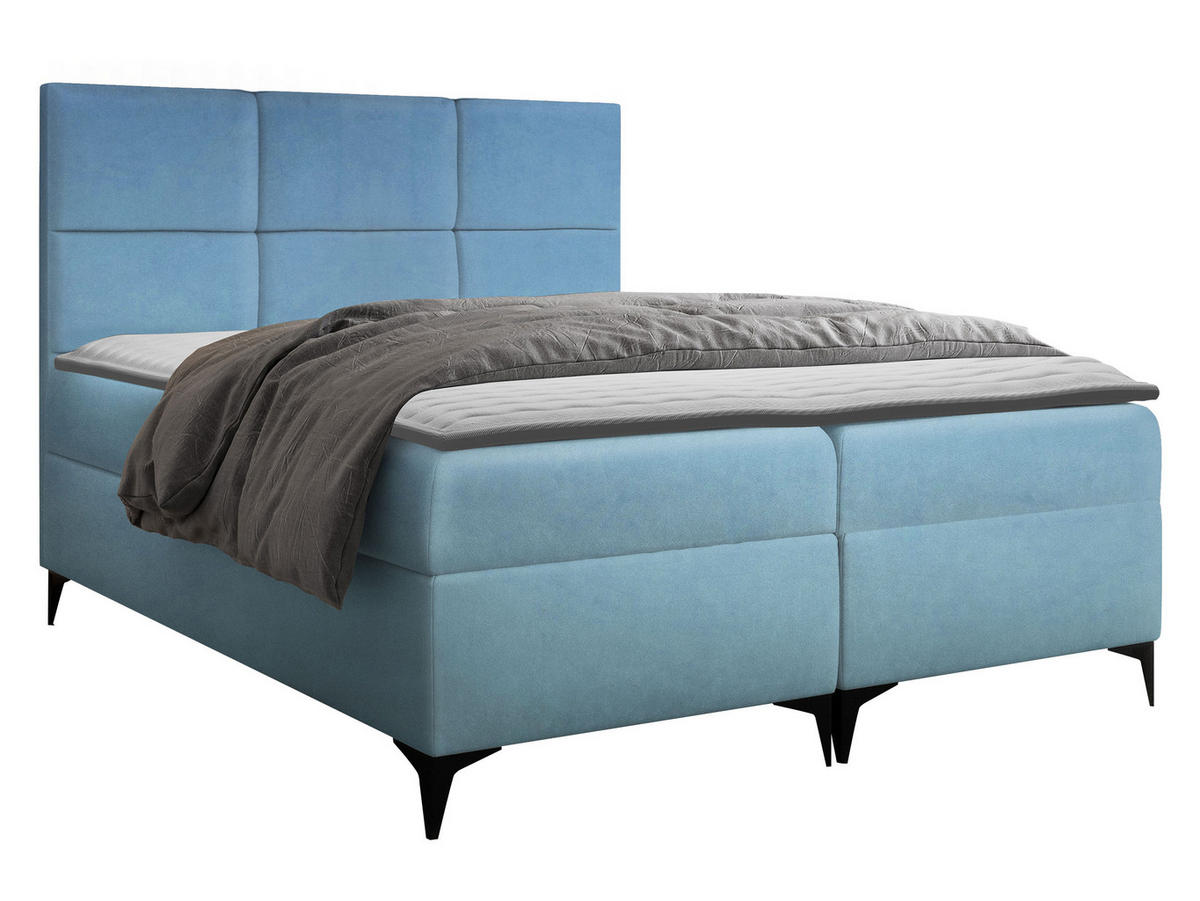 BOXBETT Fava - Blau, Holz/Textil (140/200cm) - MIRJAN24
