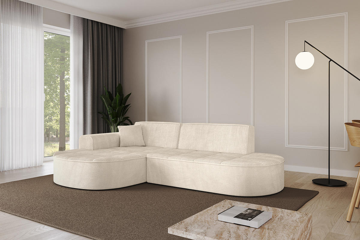 ECKSOFA Ottomane Links TARO-L1 - 243x171x79,5 cm Beige - Beige, Holzwerkstoff/Textil (243/171cm) - ALTDECOR