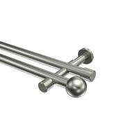 GARDINENSTANGEN-SET Prestige Luino 240 cm (geteilt in 2 x 120 cm), 2-läufig (ohne Ringe), 20 mm Ø Edelstahl-Optik - Edelstahlfarben, Metall (240cm) - INTERDECO