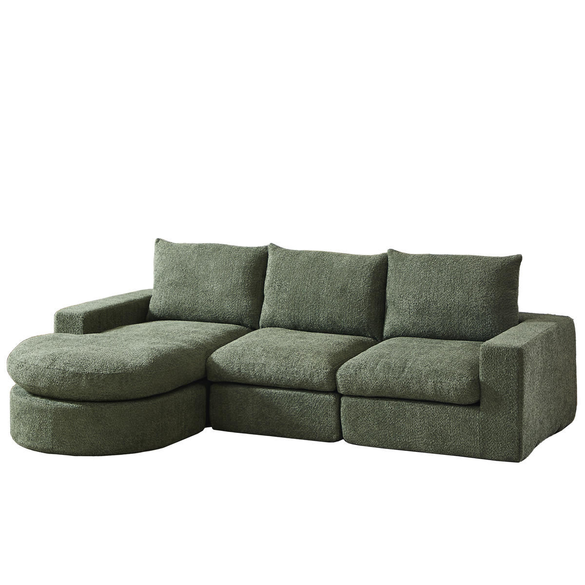 SOFA modular mit Chaiselongue 251 x 160 x 81 cm Chenille Green 4-teilig - Grün, Kunststoff (160/250cm) - Meubliv