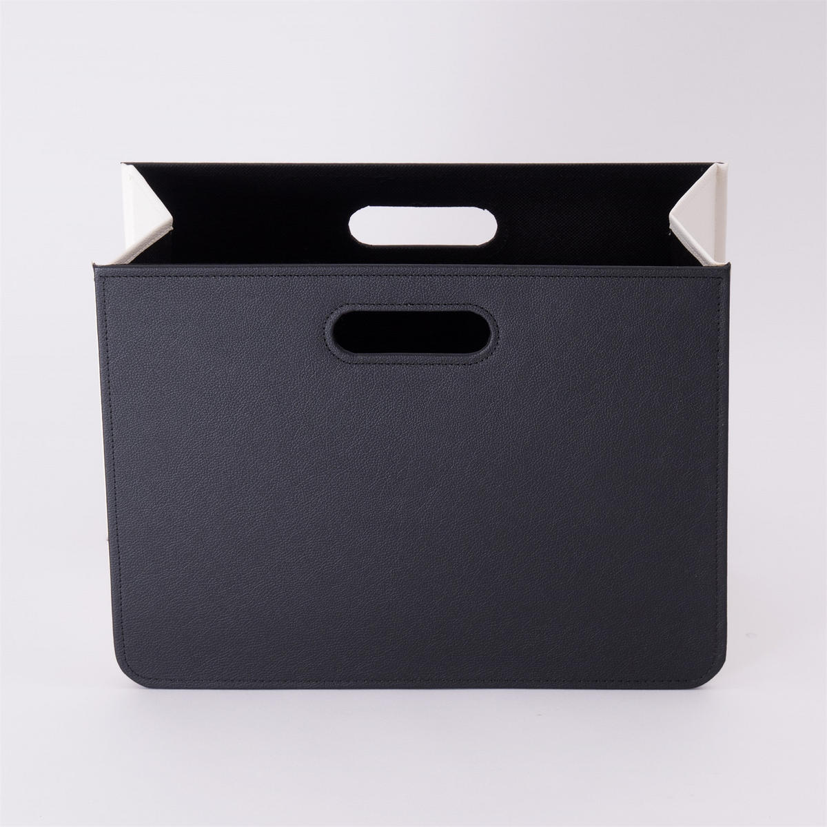 ZEITUNGSSTÄNDER Business Kunstleder, faltbar schwarz-weiß - Schwarz, Kunststoff (19/30/40cm) - CREEDWOOD