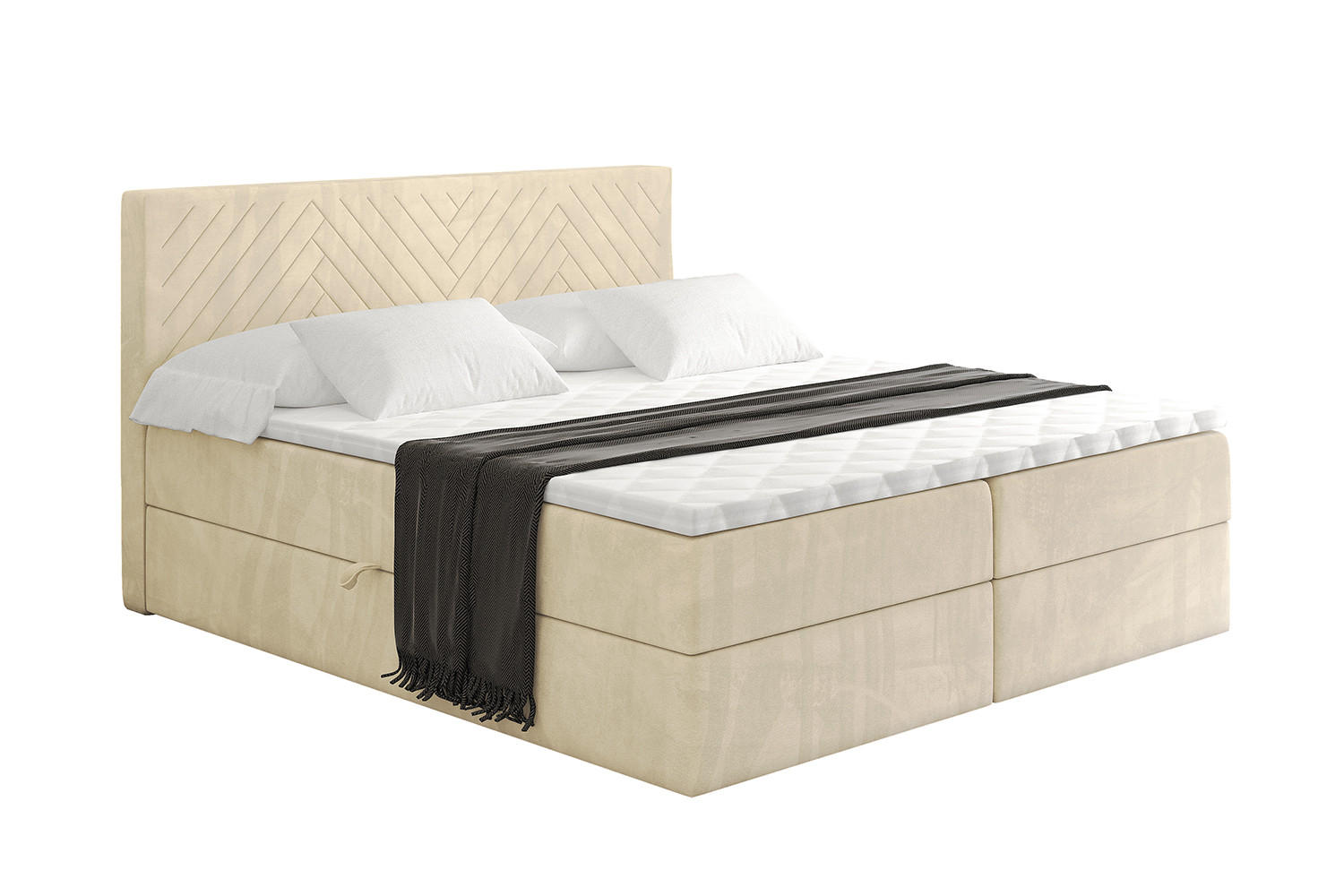 BOXBETT mit Matratze H3 und Lattenrost - VEXA - 120x200 - Beige Monolith - Beige, Holzwerkstoff/Kunststoff (120/200cm) - ALTDECOR