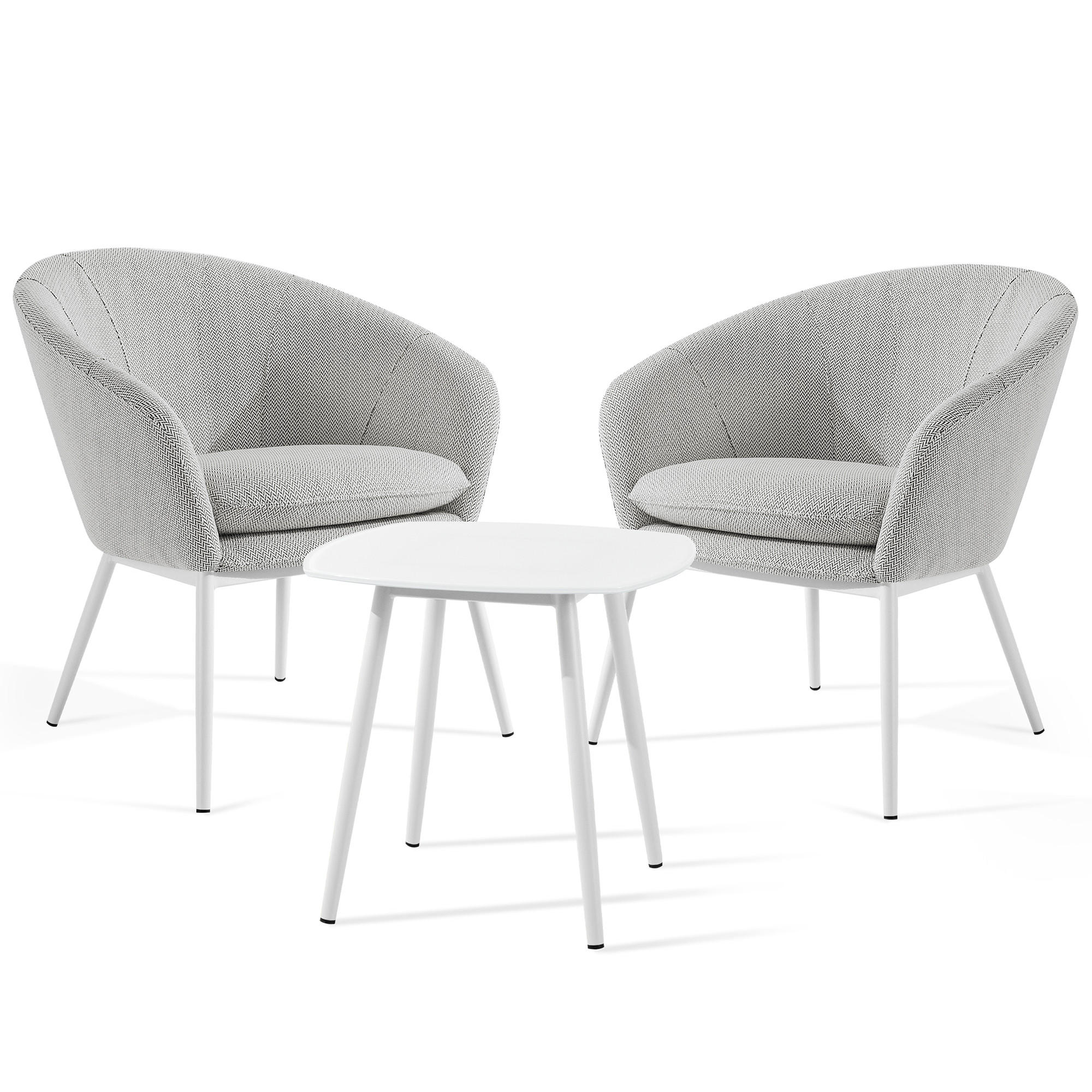 GARTENMÖBELSET SOLIS Gartenlounge-Set, hellgrau/weiß - Hellgrau, Textil/Metall - KONSIMO®