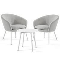 GARTENMÖBELSET SOLIS Gartenlounge-Set, hellgrau/weiß - Hellgrau, Textil/Metall - KONSIMO®