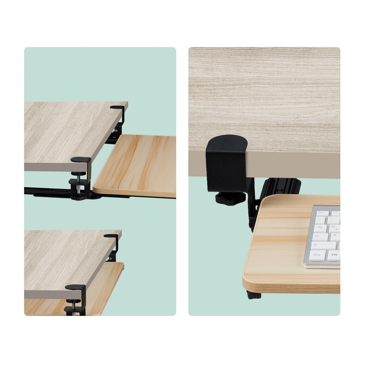 TASTATURABLAGE - Hellbraun, Holzwerkstoff/Textil (24/78/11cm) - Relaxdays