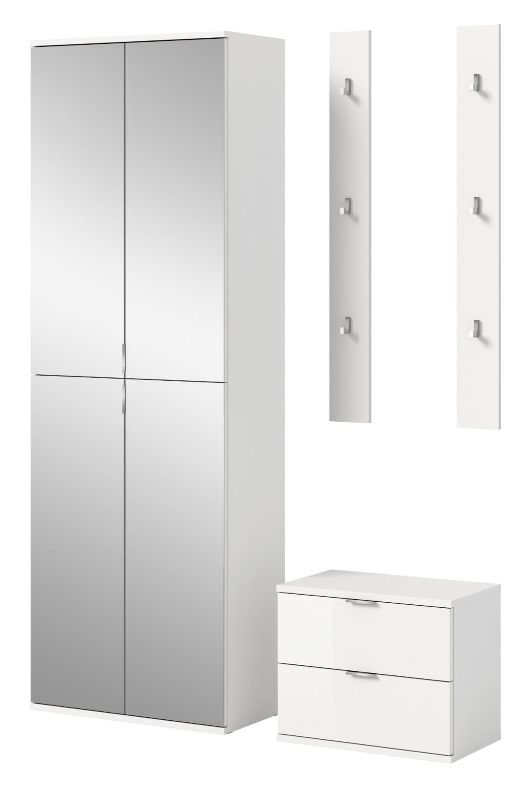 Inn.Furn Garderobe Weiß Hochglanz 128x193x34 cm