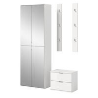 GARDEROBE Set 4-teilig weiß Hochglanz 128 cm, Flurgarderobe mit 9 Fächern - Chromfarben/Weiß Hochglanz, Glas/Holzwerkstoff (128/193/34cm) - Inn.Furn