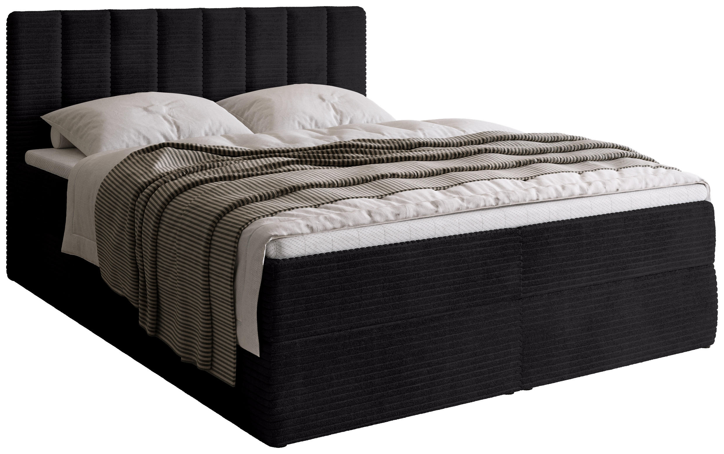 BOXBETT DENVER mit Topper 140x200 Schwarz - Schwarz, Textil (140/200cm) - Bromarkt